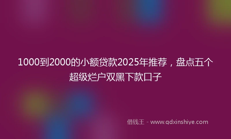 1000到2000的小额贷款2025年推荐，盘点五个超级烂户双黑下款口子