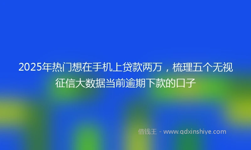2025年热门想在手机上贷款两万，梳理五个无视征信大数据当前逾期下款的口子