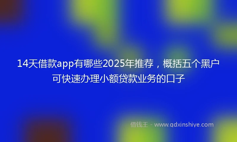 14天借款app有哪些2025年推荐，概括五个黑户可快速办理小额贷款业务的口子
