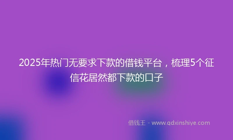 2025年热门无要求下款的借钱平台，梳理5个征信花居然都下款的口子