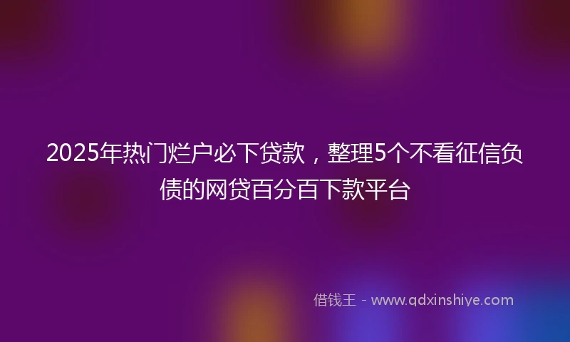 2025年热门烂户必下贷款，整理5个不看征信负债的网贷百分百下款平台