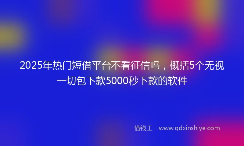 2025年热门短借平台不看征信吗，概括5个无视一切包下款5000秒下款的软件