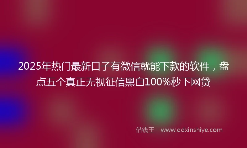 2025年热门最新口子有微信就能下款的软件，盘点五个真正无视征信黑白100%秒下网贷