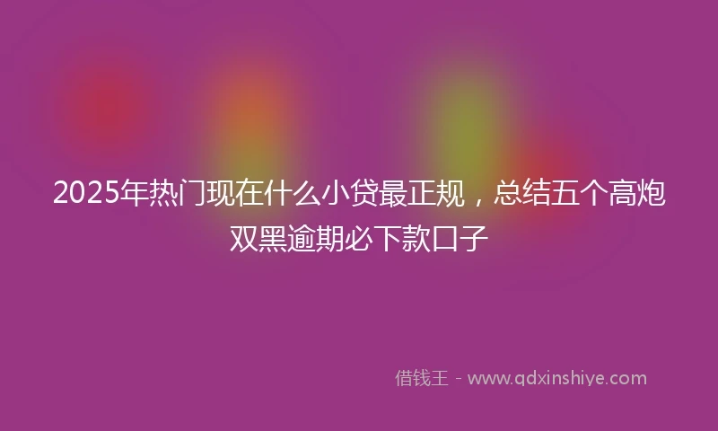 2025年热门现在什么小贷最正规，总结五个高炮双黑逾期必下款口子