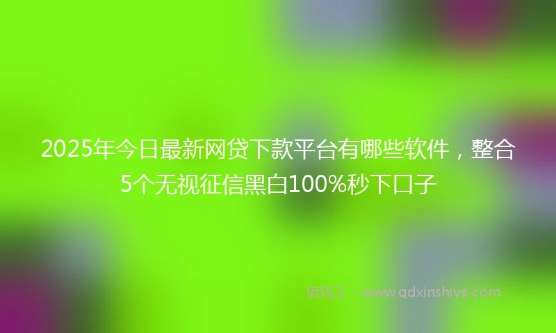 2025年今日最新网贷下款平台有哪些软件，整合5个无视征信黑白100%秒下口子