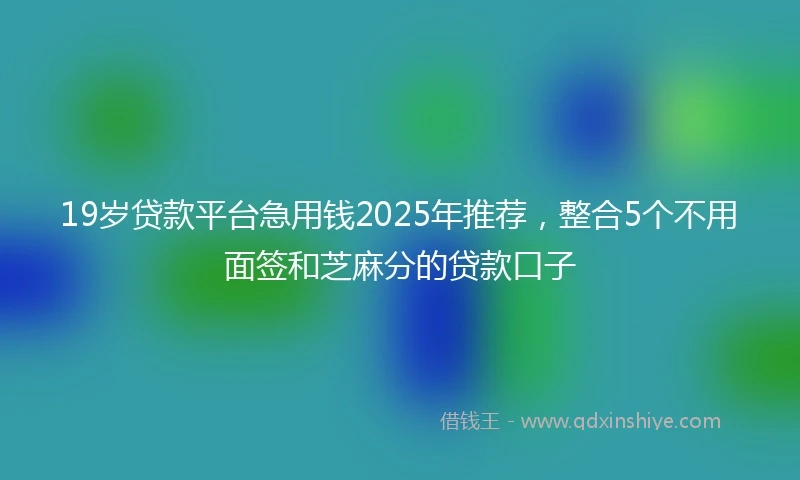 19岁贷款平台急用钱2025年推荐，整合5个不用面签和芝麻分的贷款口子
