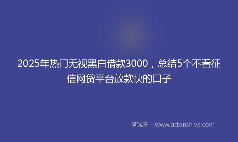 2025年热门无视黑白借款3000，总结5个不看征信网贷平台放款快的口子