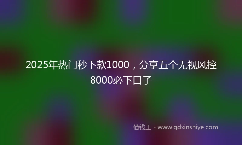 2025年热门秒下款1000,分享五个无视风控8000必下口子