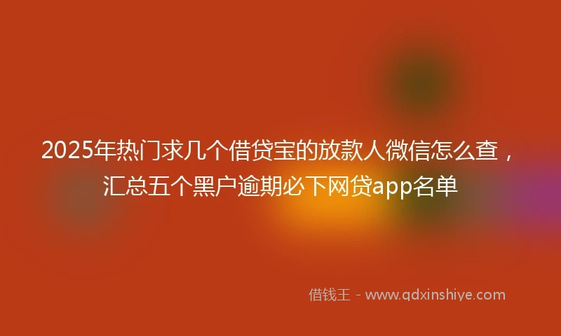 2025年热门求几个借贷宝的放款人微信怎么查，汇总五个黑户逾期必下网贷app名单