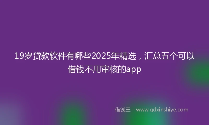 19岁贷款软件有哪些2025年精选，汇总五个可以借钱不用审核的app