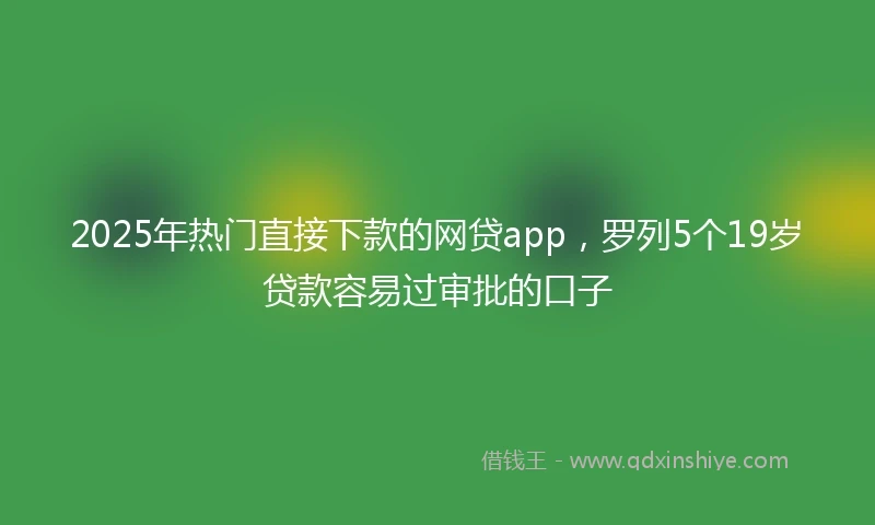 2025年热门直接下款的网贷app，罗列5个19岁贷款容易过审批的口子