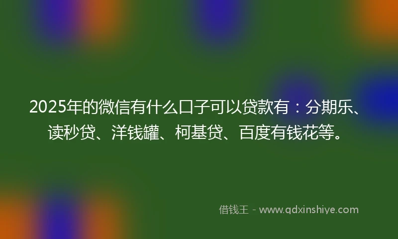 2025年的微信有什么口子可以贷款有：分期乐、读秒贷、洋钱罐、柯基贷、百度有钱花等。