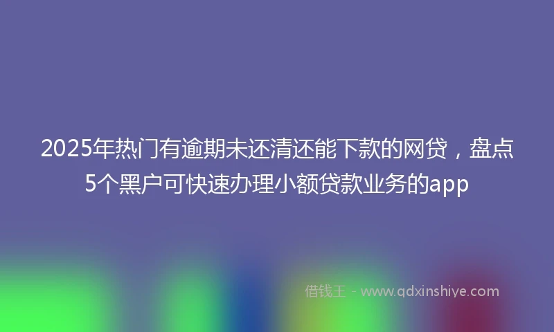 2025年热门有逾期未还清还能下款的网贷，盘点5个黑户可快速办理小额贷款业务的app