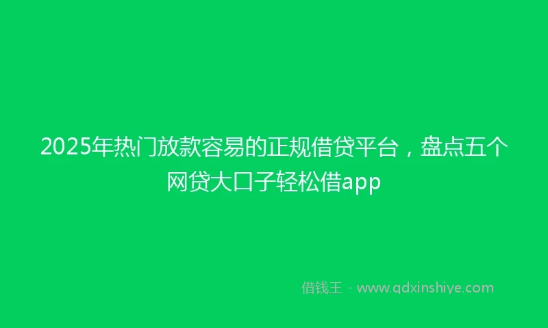 2025年热门放款容易的正规借贷平台，盘点五个网贷大口子轻松借app