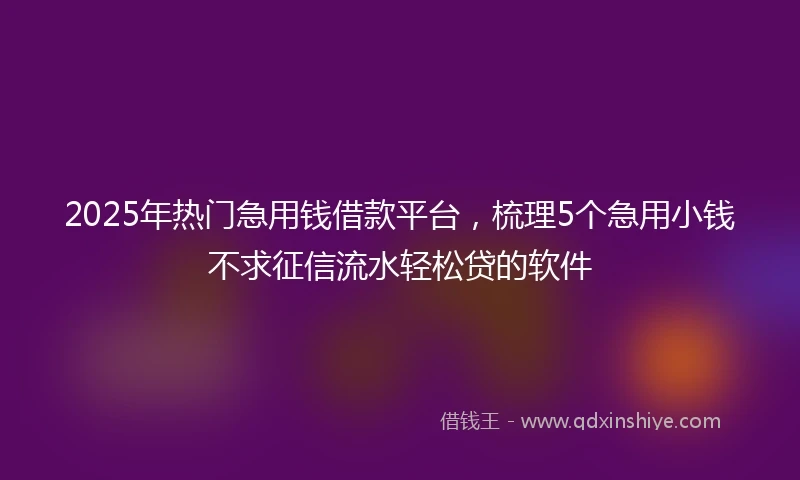 2025年热门急用钱借款平台，梳理5个急用小钱不求征信流水轻松贷的软件