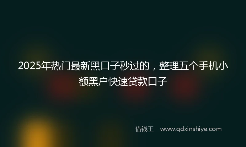 2025年热门最新黑口子秒过的，整理五个手机小额黑户快速贷款口子