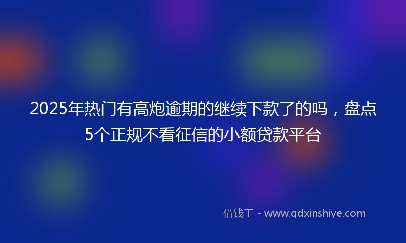 2025年热门有高炮逾期的继续下款了的吗，盘点5个正规不看征信的小额贷款平台