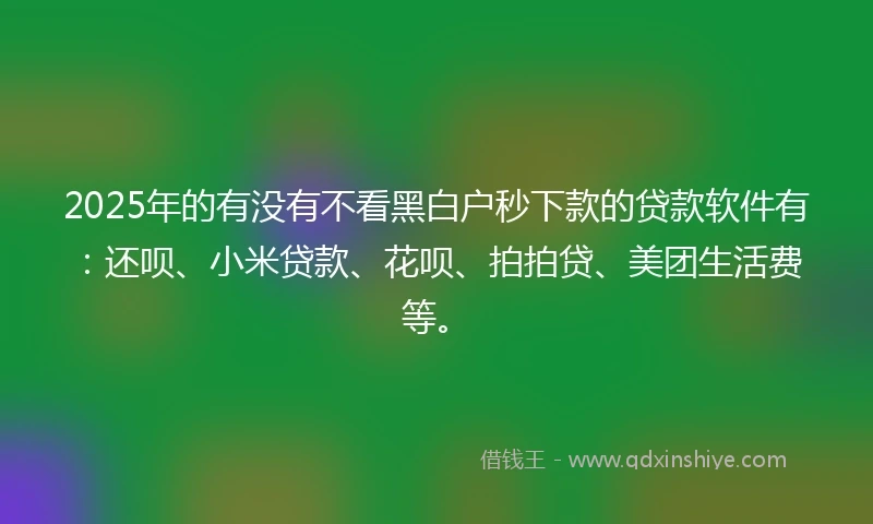 2025年的有没有不看黑白户秒下款的贷款软件有：还呗、小米贷款、花呗、拍拍贷、美团生活费等。