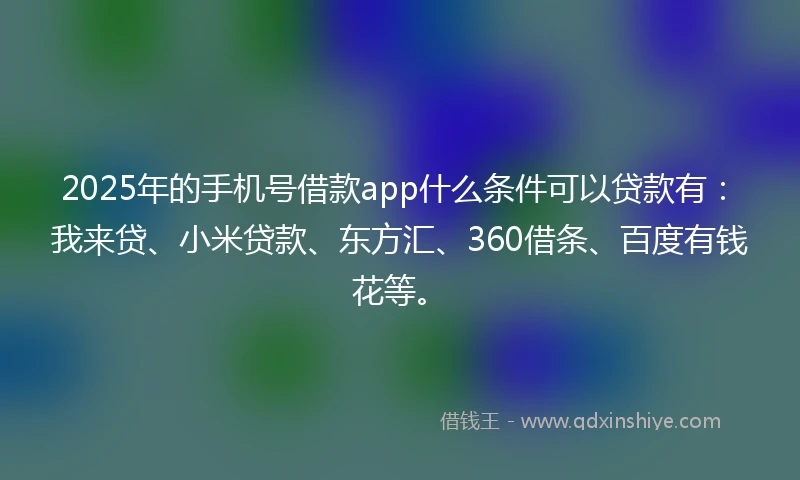 2025年的手机号借款app什么条件可以贷款有：我来贷、小米贷款、东方汇、360借条、百度有钱花等。