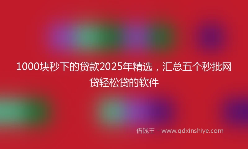 1000块秒下的贷款2025年精选，汇总五个秒批网贷轻松贷的软件