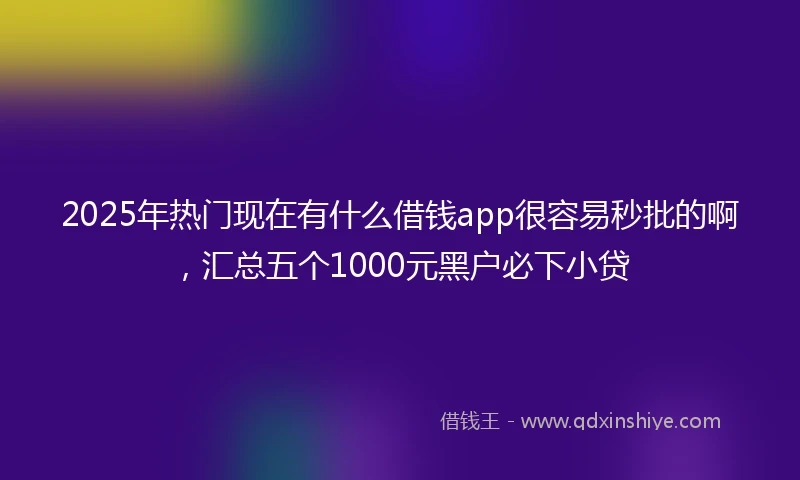 2025年热门现在有什么借钱app很容易秒批的啊，汇总五个1000元黑户必下小贷
