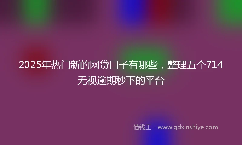 2025年热门新的网贷口子有哪些，整理五个714无视逾期秒下的平台