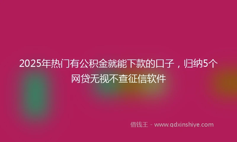 2025年热门有公积金就能下款的口子，归纳5个网贷无视不查征信软件