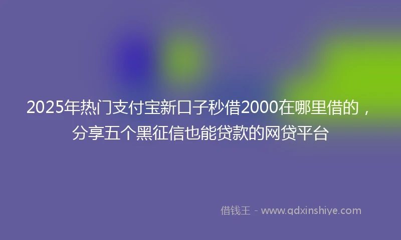 2025年热门支付宝新口子秒借2000在哪里借的，分享五个黑征信也能贷款的网贷平台