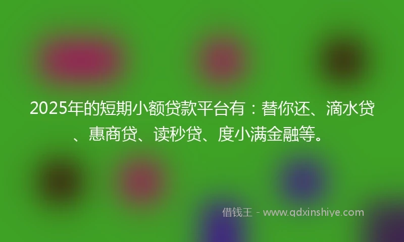 2025年的短期小额贷款平台有：替你还、滴水贷、惠商贷、读秒贷、度小满金融等。