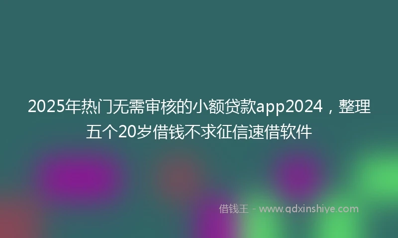 2025年热门无需审核的小额贷款app2024，整理五个20岁借钱不求征信速借软件