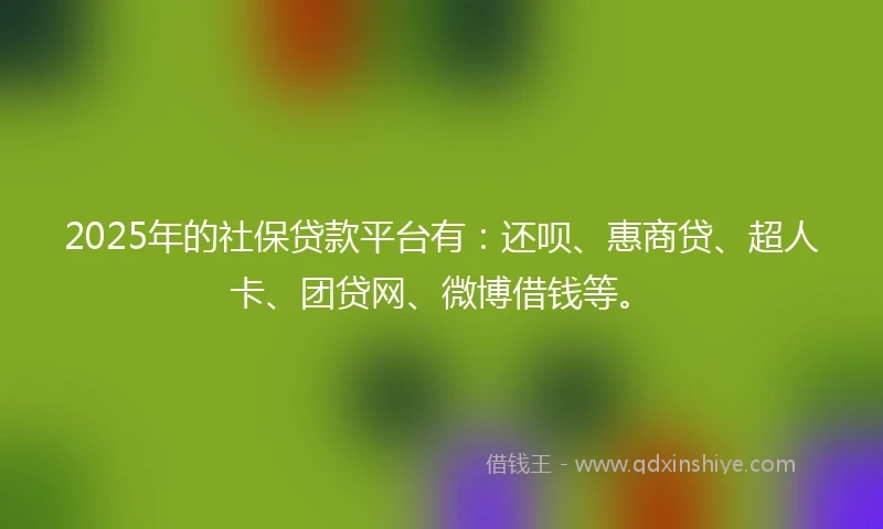 2025年的社保贷款平台有:还呗、惠商贷、超人卡、团贷网、微博借钱等。