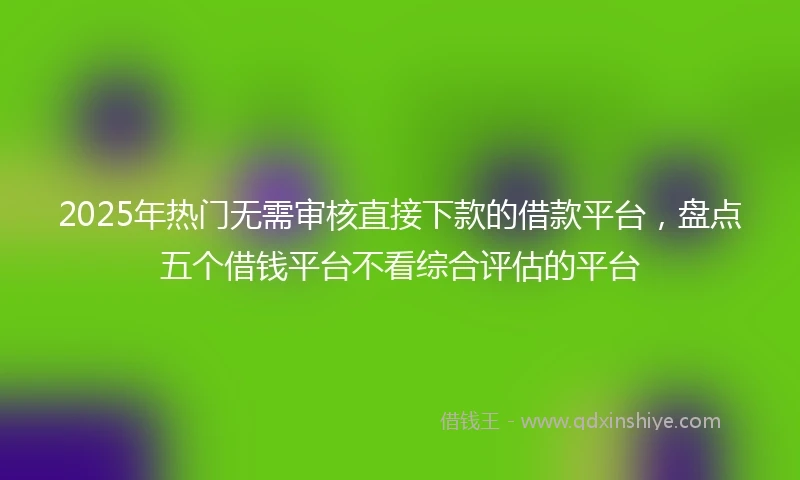 2025年热门无需审核直接下款的借款平台，盘点五个借钱平台不看综合评估的平台