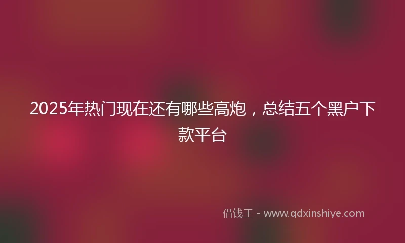 2025年热门现在还有哪些高炮，总结五个黑户下款平台