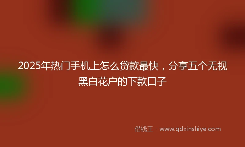 2025年热门手机上怎么贷款最快，分享五个无视黑白花户的下款口子