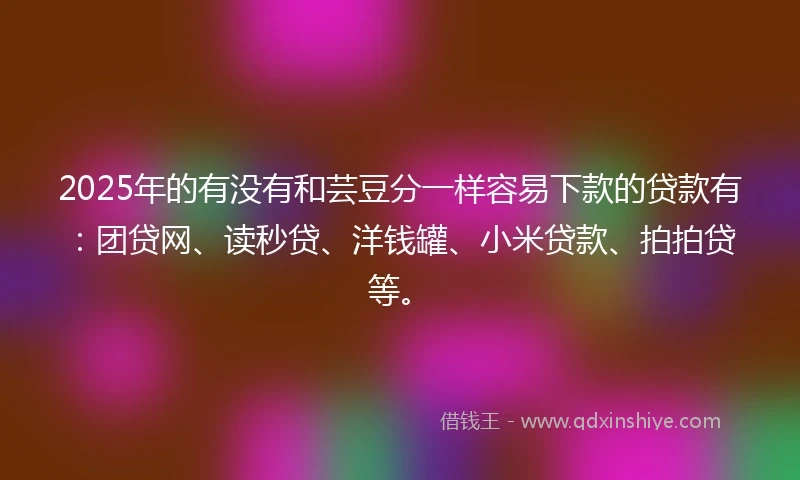2025年的有没有和芸豆分一样容易下款的贷款有：团贷网、读秒贷、洋钱罐、小米贷款、拍拍贷等。
