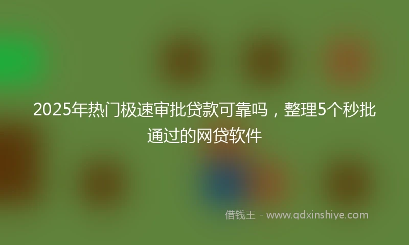 2025年热门极速审批贷款可靠吗，整理5个秒批通过的网贷软件