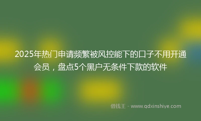 2025年热门申请频繁被风控能下的口子不用开通会员，盘点5个黑户无条件下款的软件