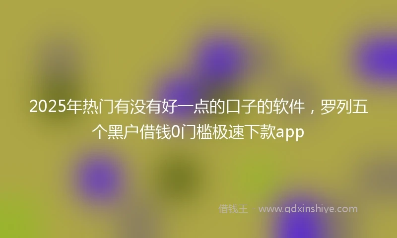 2025年热门有没有好一点的口子的软件，罗列五个黑户借钱0门槛极速下款app