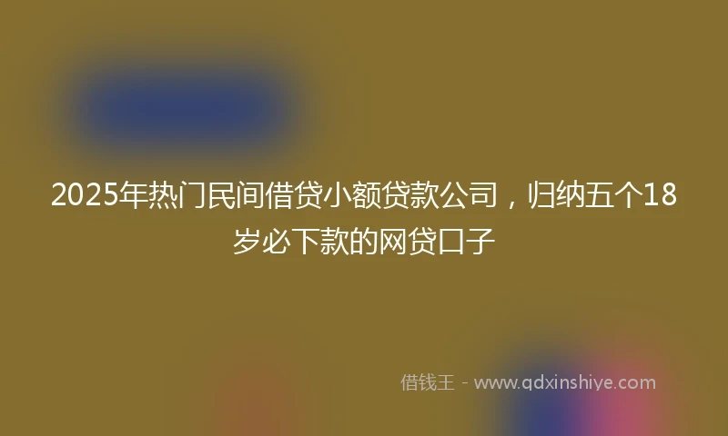2025年热门民间借贷小额贷款公司，归纳五个18岁必下款的网贷口子