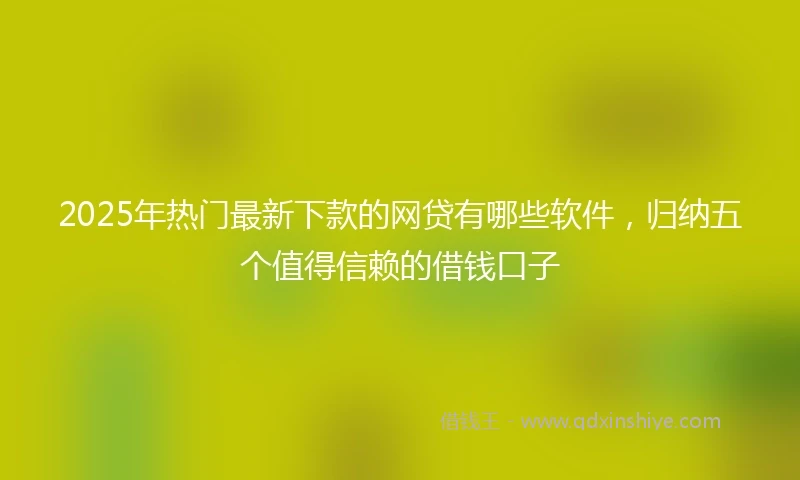 2025年热门最新下款的网贷有哪些软件，归纳五个值得信赖的借钱口子