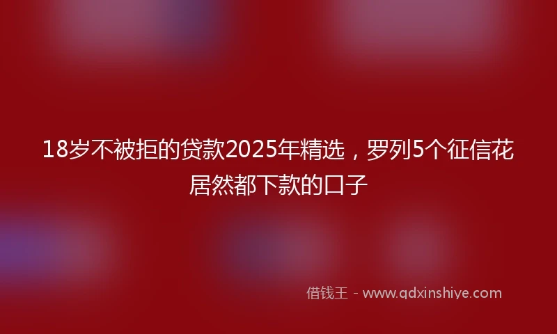 18岁不被拒的贷款2025年精选，罗列5个征信花居然都下款的口子