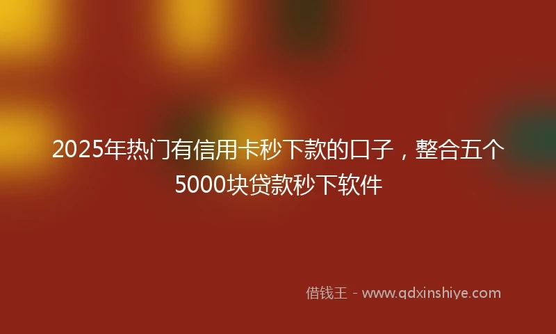 2025年热门有信用卡秒下款的口子，整合五个5000块贷款秒下软件