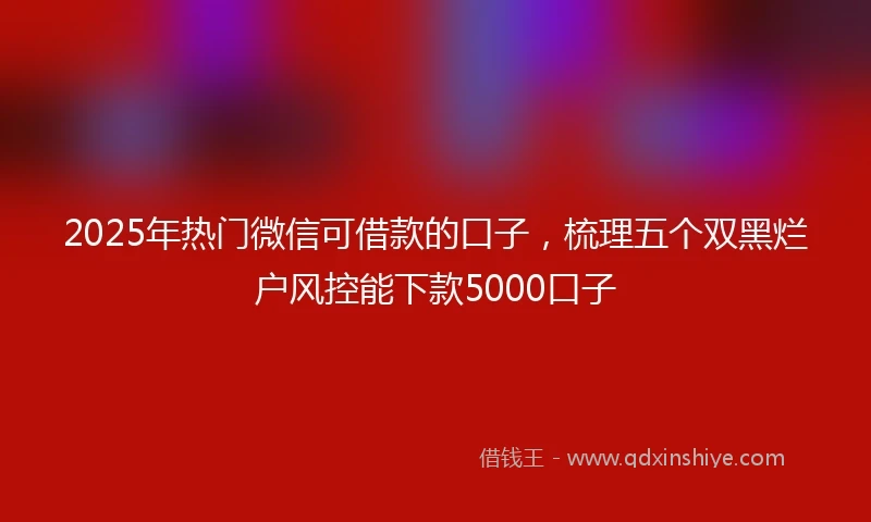2025年热门微信可借款的口子，梳理五个双黑烂户风控能下款5000口子