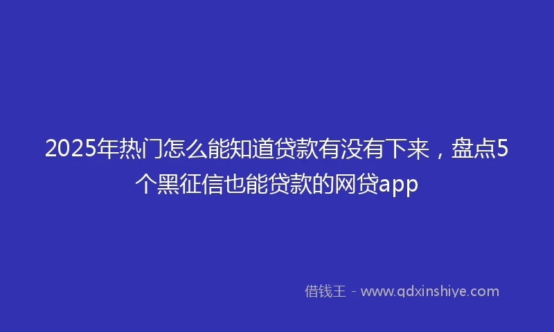 2025年热门怎么能知道贷款有没有下来，盘点5个黑征信也能贷款的网贷app