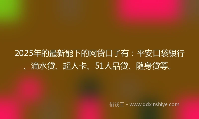 2025年的最新能下的网贷口子有：平安口袋银行、滴水贷、超人卡、51人品贷、随身贷等。
