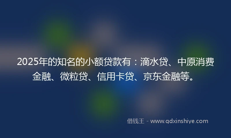 2025年的知名的小额贷款有：滴水贷、中原消费金融、微粒贷、信用卡贷、京东金融等。