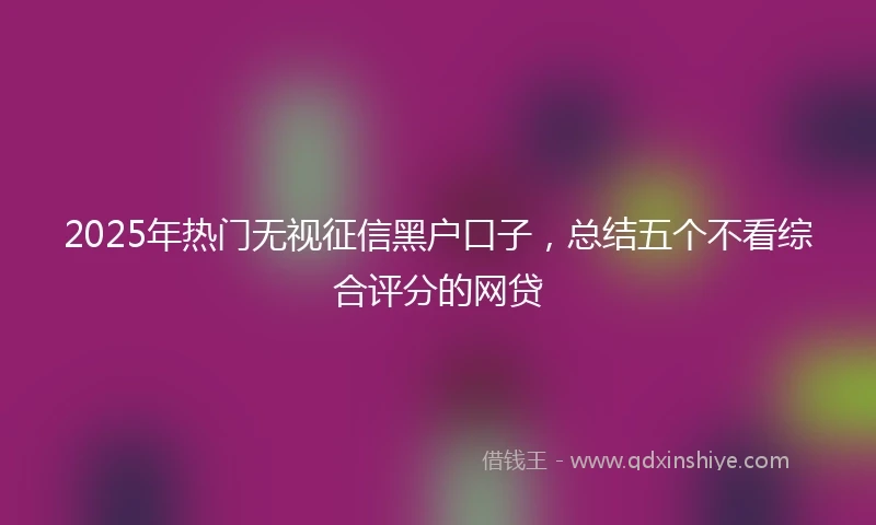 2025年热门无视征信黑户口子，总结五个不看综合评分的网贷