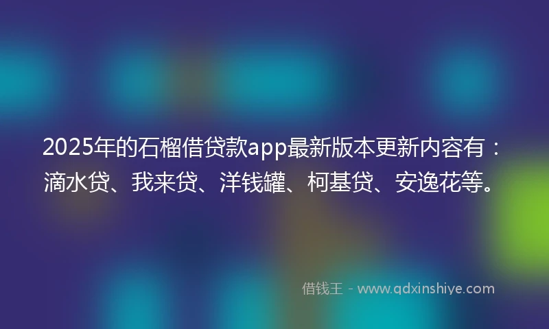 2025年的石榴借贷款app最新版本更新内容有：滴水贷、我来贷、洋钱罐、柯基贷、安逸花等。