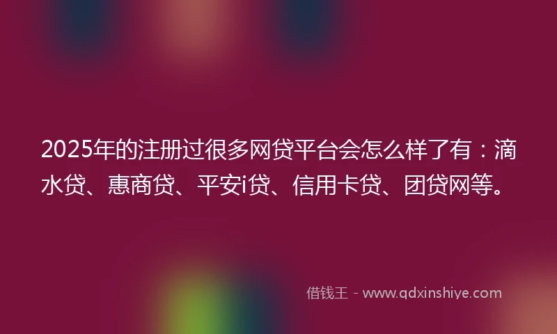 2025年的注册过很多网贷平台会怎么样了有：滴水贷、惠商贷、平安i贷、信用卡贷、团贷网等。