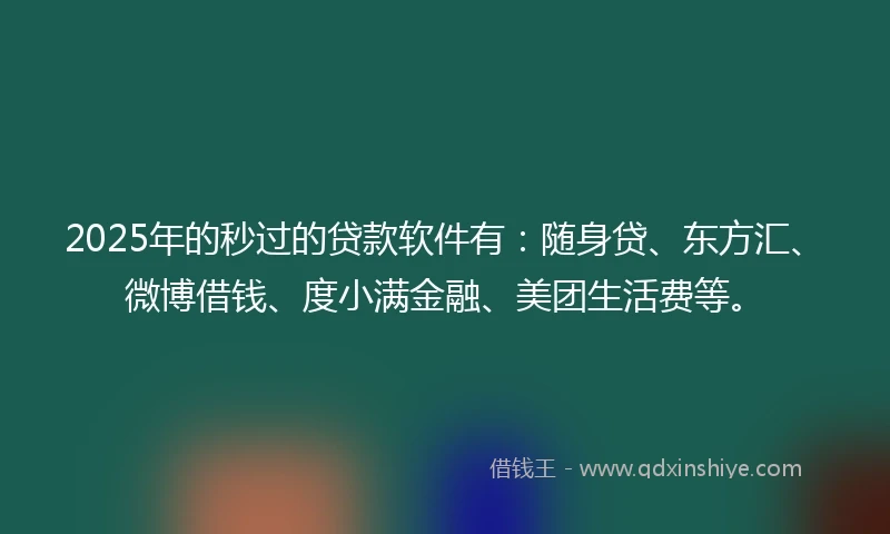 2025年的秒过的贷款软件有：随身贷、东方汇、微博借钱、度小满金融、美团生活费等。